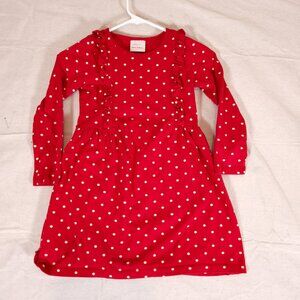 Hanna Andersson Red White Polka Dot Dress Girls 120 6-7 Y Ruffles Cotton